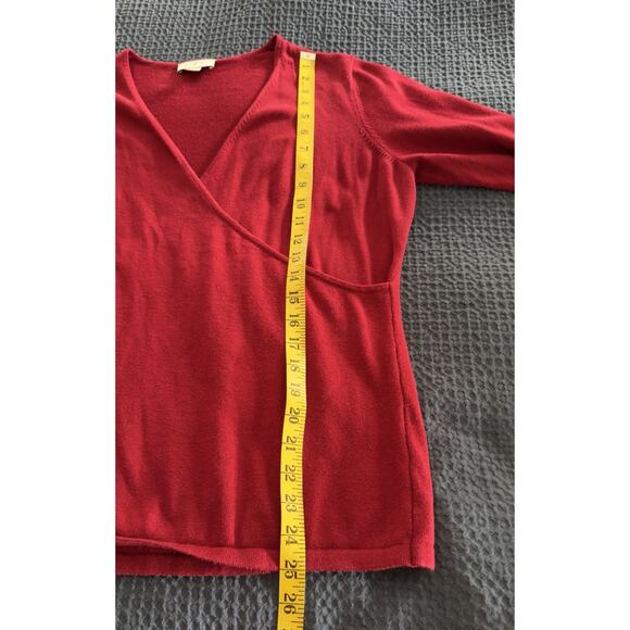 Ann Taylor Loft Red Long Sleeve Wrap Sweater Size XL - Picture 5 of 6